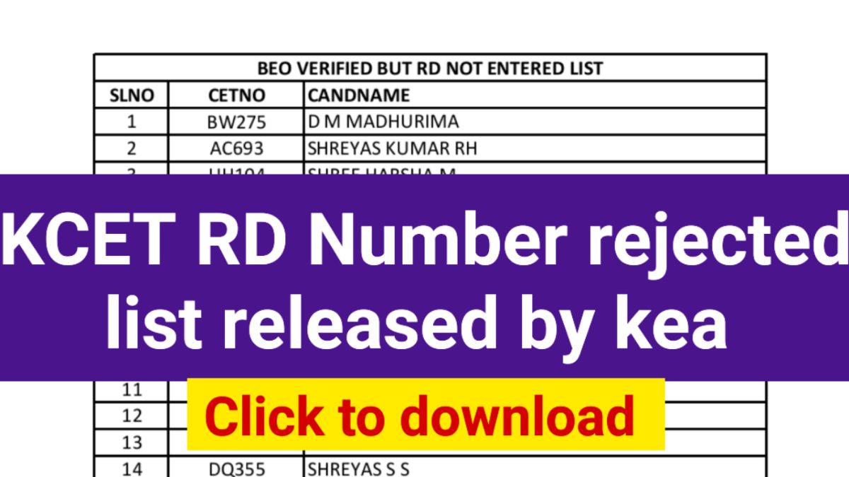 kcet Rd number not entered list